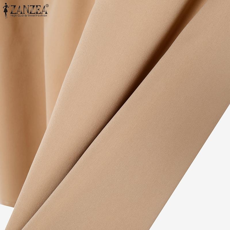 ZANZEA Women Summer Round Neck Puff Short Sleeve Casual Blouse