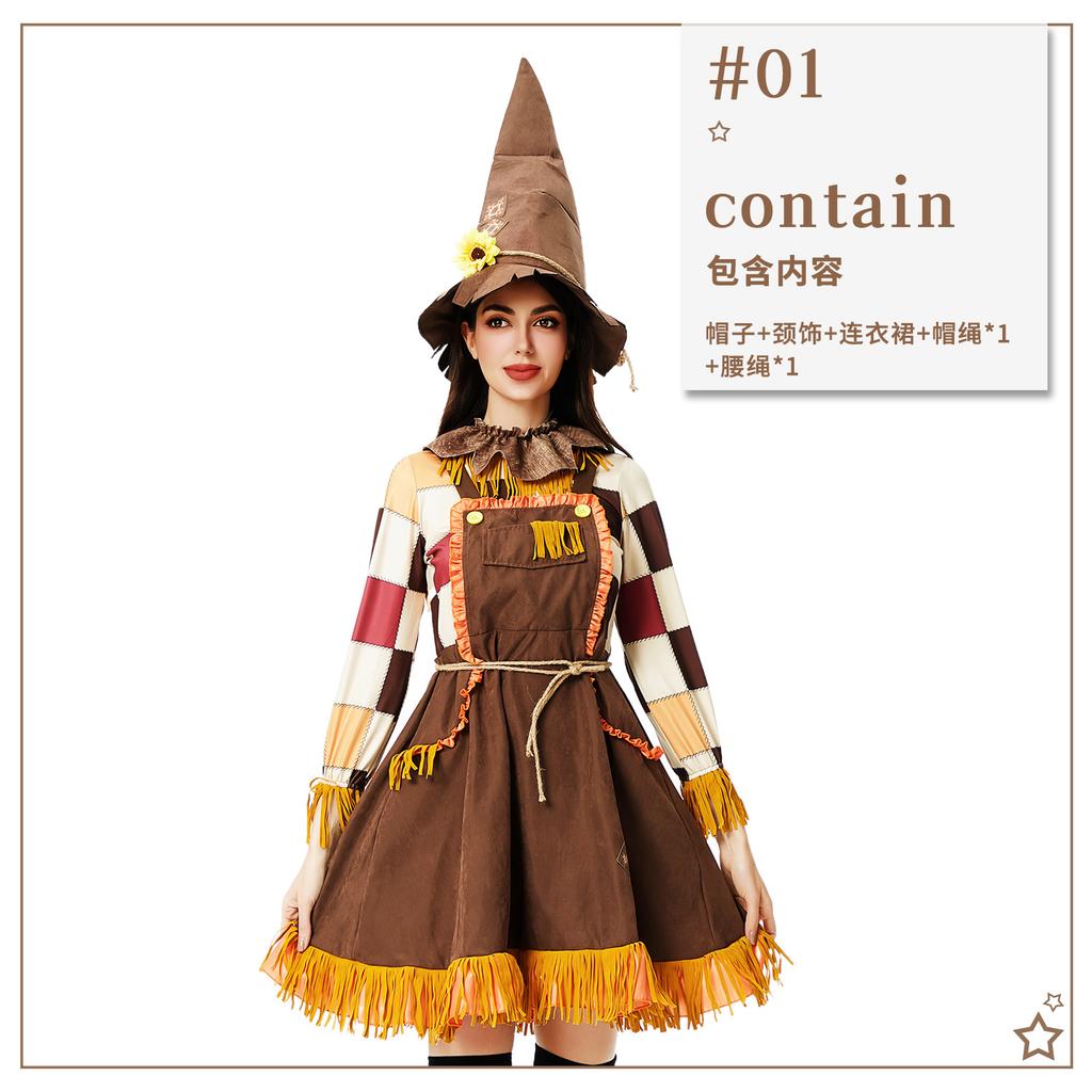 Halloween Kostüm für Erwachsene Hexe Rock Hexenkostüm Vogelscheuche Cosplay Karneval Tanzparty Clown