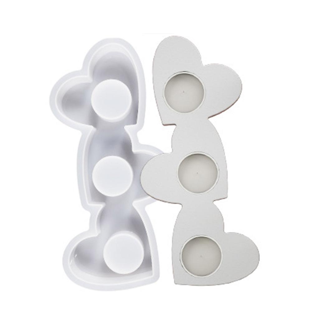 Love Heart Candle Holder Mold Handmade Concrete Gypsum Molds Silicone Candlesticks Resin Molds Decorations DIY Craft