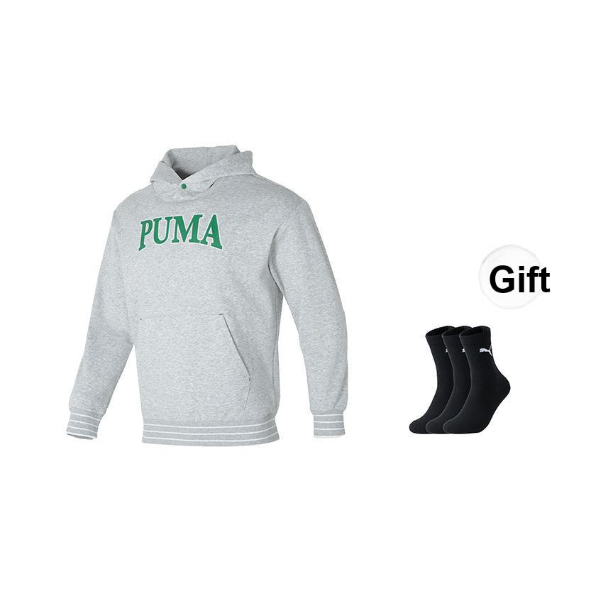 Puma Letter Print Hooded Casual Long Sleeve Sweatshirt Unisex sweatshirt Gray 682921-04