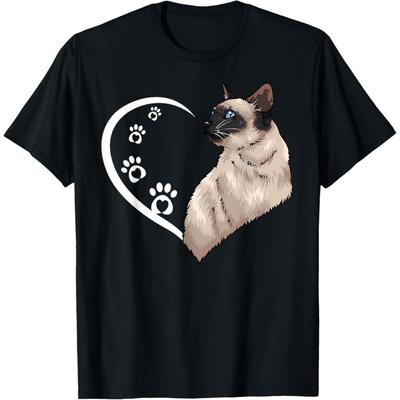 Siamese Cat Shirts For Women Girls Kids Heart Cute Siamese T-Shirt