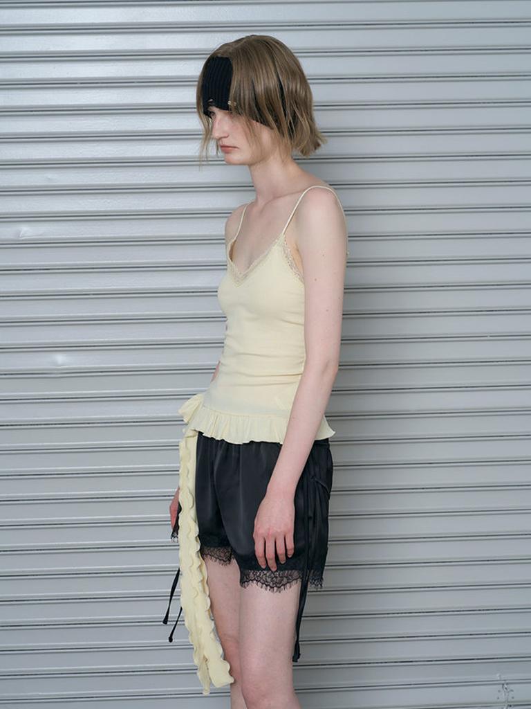 Lami Strap Point Satin Pants (Black Color)