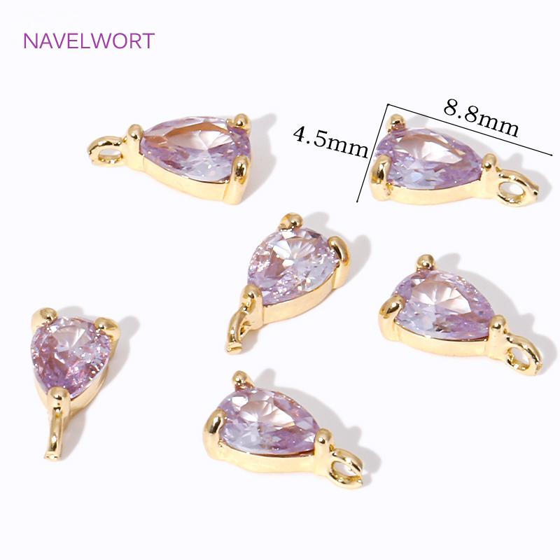 4.5mm*8.8mm 18K Gold Plated Waterdrop Charms Pendants,Crystal Charms For Earring,Pendants For Jewelry,DIY Earring Charms Finding