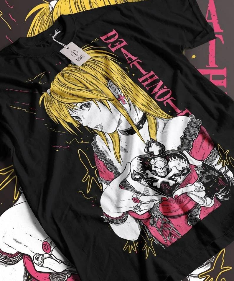 2026 Summer Popular Anime Death Note Oversized TShirt Misa Aunisexe Gothic Skull Heart Art Print Casual Tee For Unisex Unisex