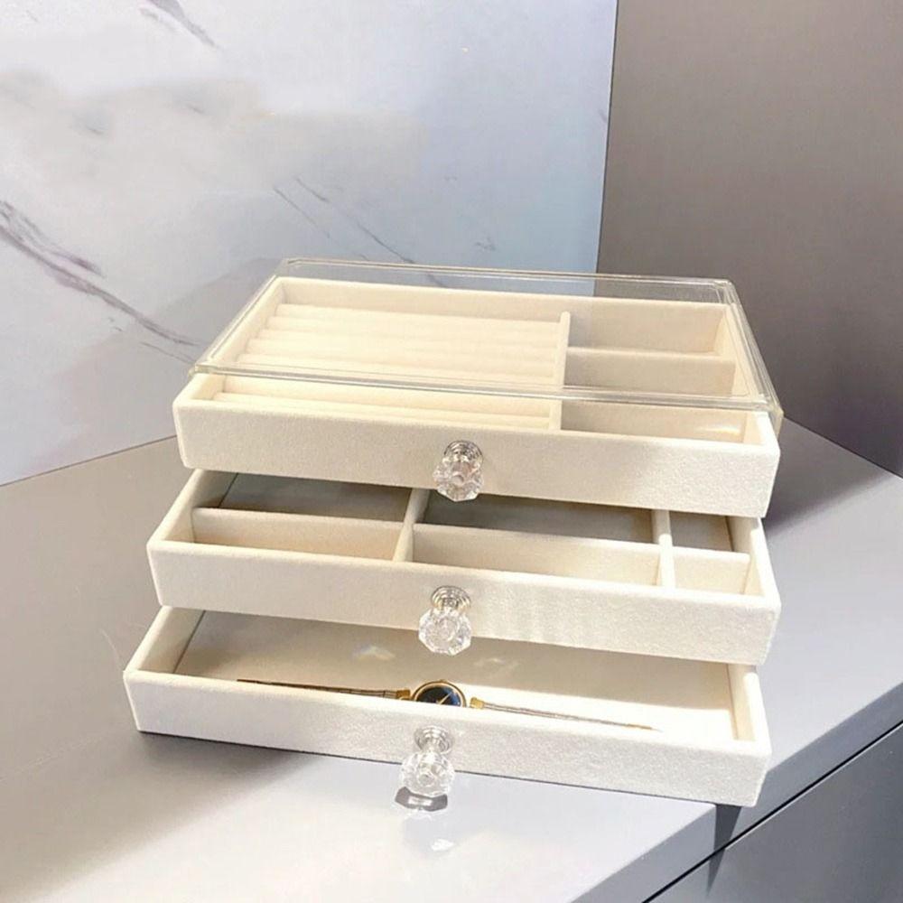 Stackable Acrylic Jewelry Organizer Dustproof Drawer Jewelry Box  Desktop