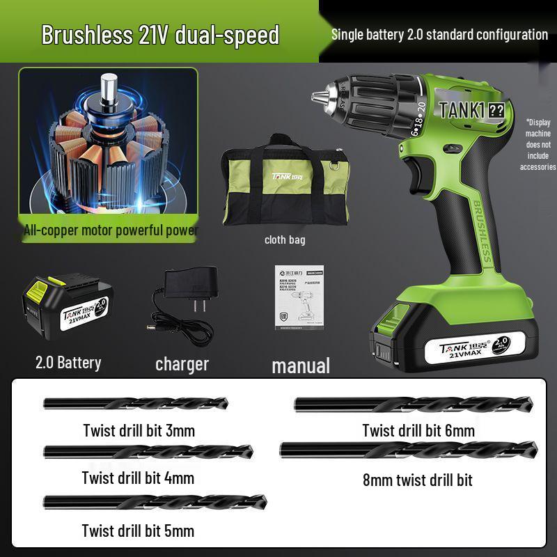 Rechargeable Brushless Electric Hand Drill & Screwdriver with Lithium Battery