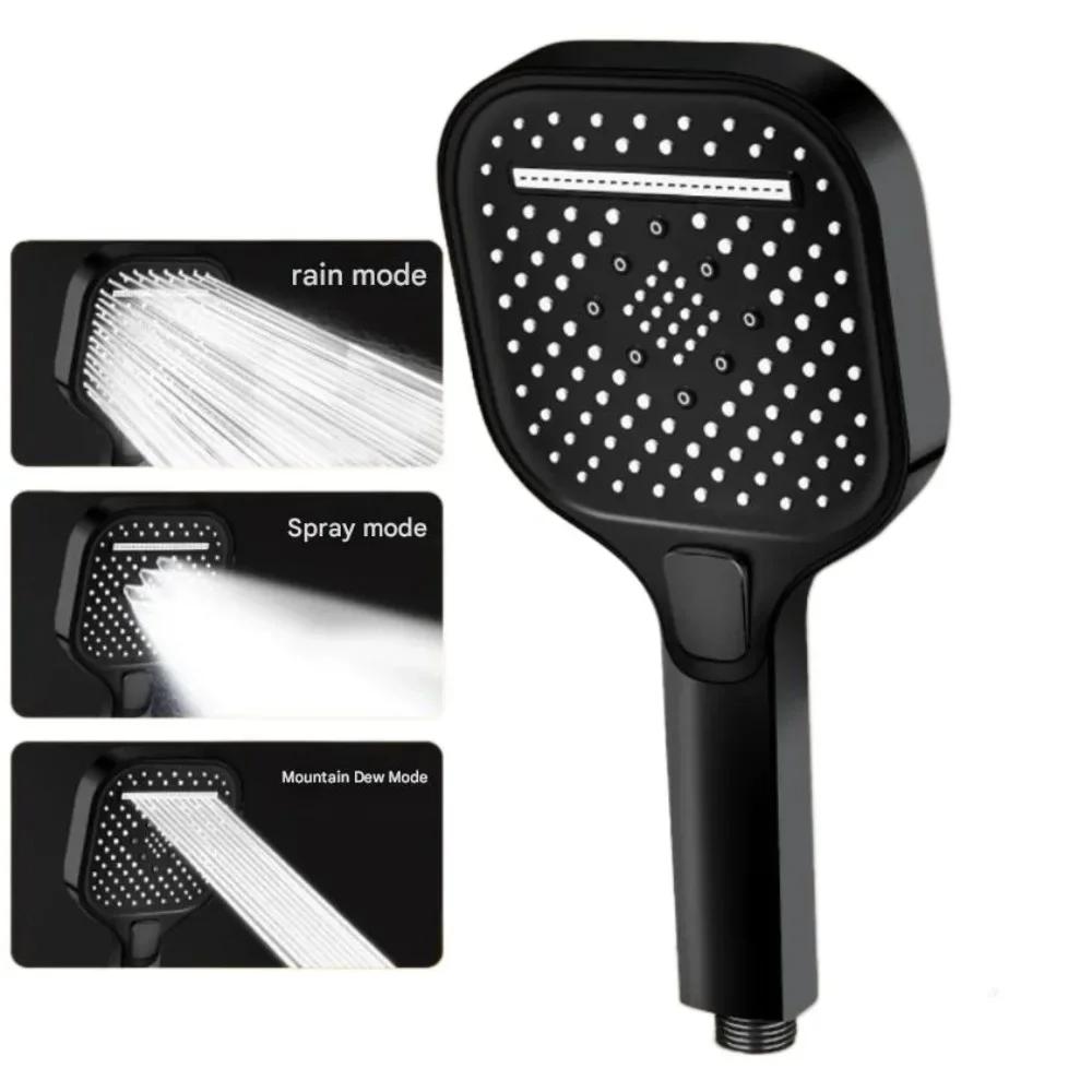 

Large Panel Hand Shower Head Large Flow Rainfall High Pressure Bathroom Accessories 3 Modes With Filter Shower Replacement