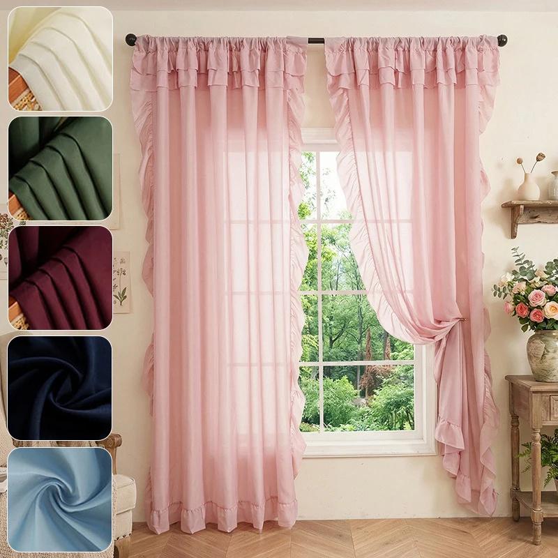 1 Panel Raff-Fenstervorhang, Romantische Raff-Vorhänge für Schlafzimmer, Wohnzimmer oder Esszimmer Bauernhaus Hütte Heimdekoration