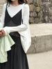 LUXI Women's Retro Polka Dot Layered Vest Dress, Early Spring New Arrival, Lazy Style Spaghetti Strap - 89019