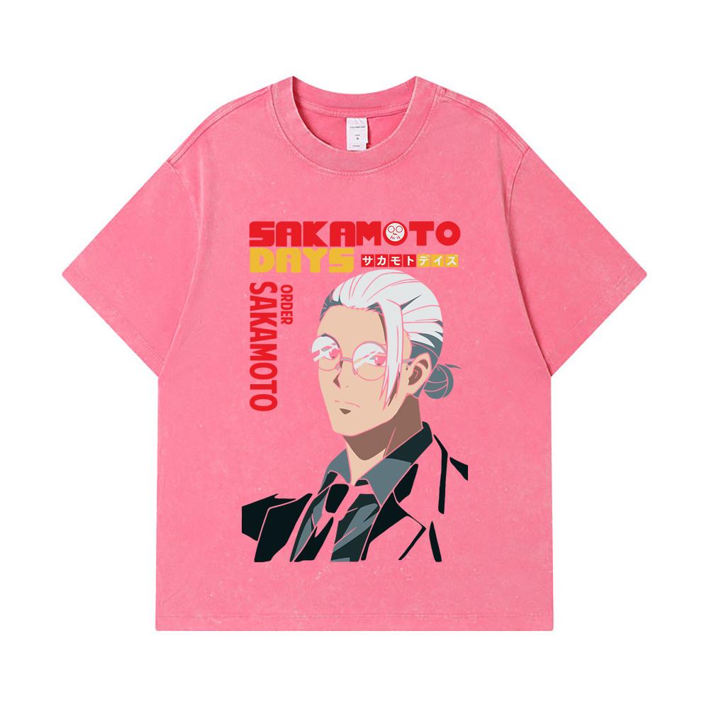 275 GSM Washed T-shirts 100% Cotton Sakamoto Days V7 Taro Print Unisex Heavy Cotton T Shirt