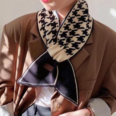 Women's Houndstooth Scarf - Korean Style, Autumn/Winter, Warm & Cute Neck Collar, 2022 Advanced Collection