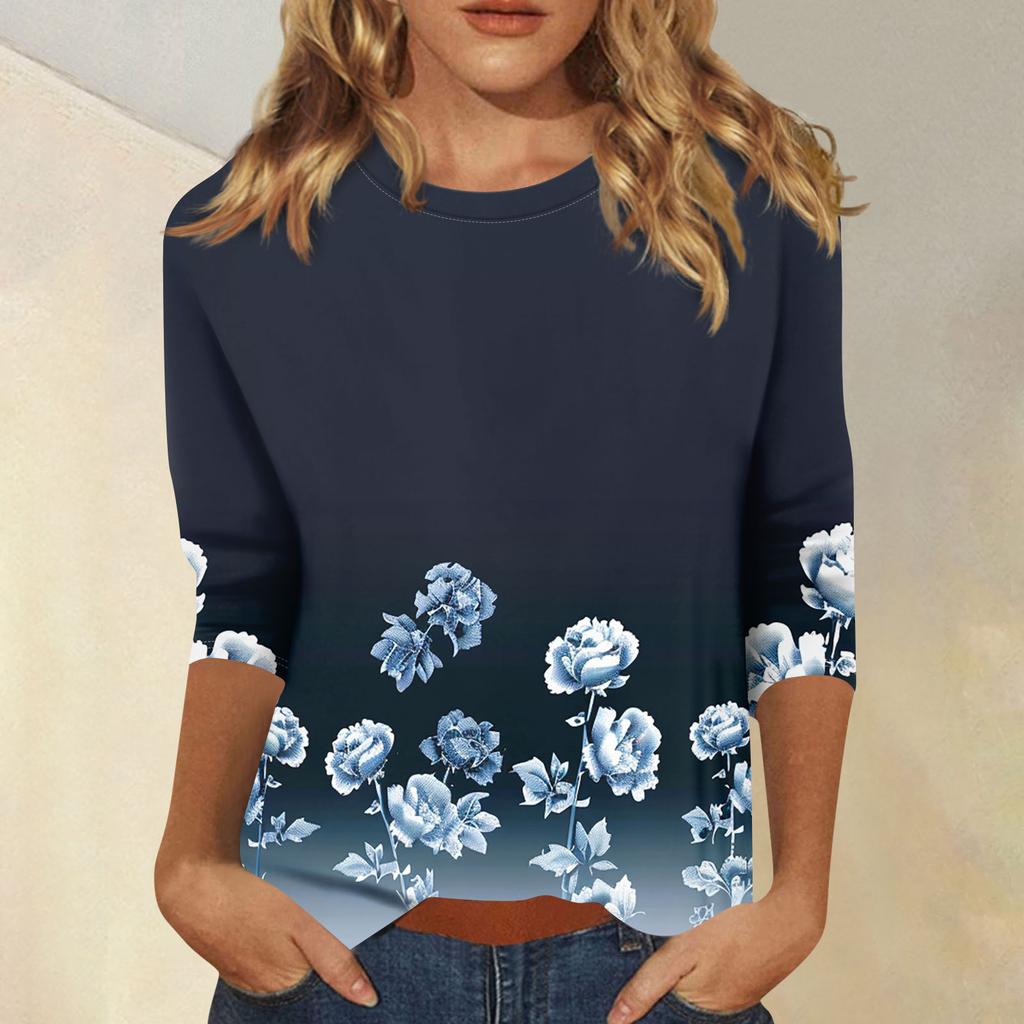 Women's 3/4 Sleeve Shirts Graphic Tees Shirts Casual Basic Tops Pullovers