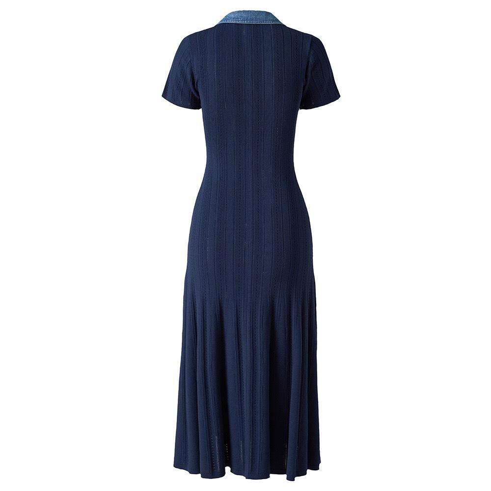 In Stock: S Brand 026 Summer French Women's Short Sleeve Elegant Knit Long Dress