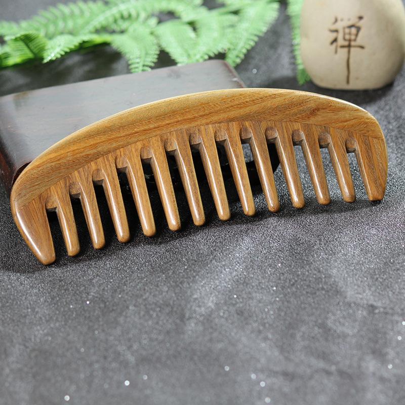 1Pcs Sandalwood Broad-Tooth Curled Hair Wooden Comb Scalp Massage Comb For Women Girls Ladies