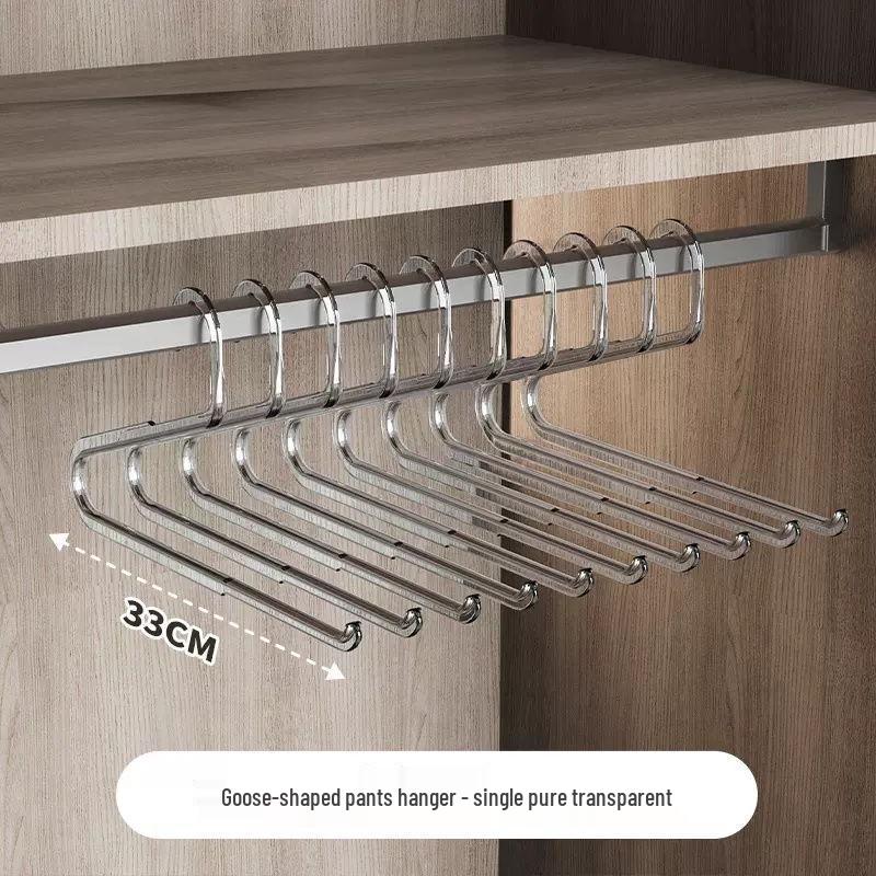 Telescopic Slide Rail Pants Rack - Top Mount Wardrobe Pull-Out Hanger Drawer.