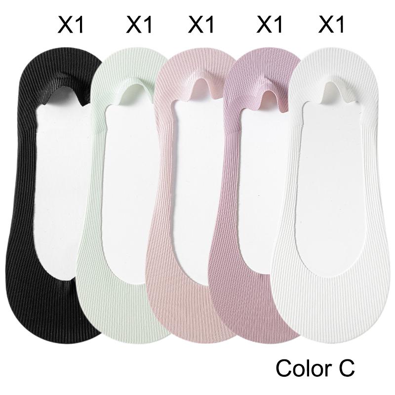 5 Pairs Women's Socks Summer New Ice Silk Breathable Slippers Socks Invisible Solid Color Seamless Non-slip Socks Ladies Comfort