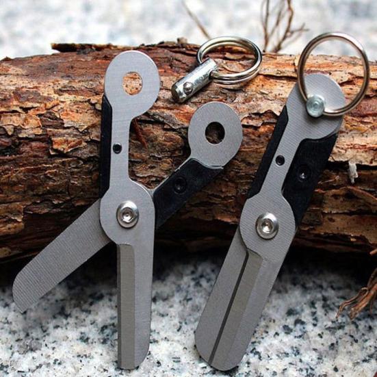 

Мини-карман для выживания на открытом воздухе из нержавеющей стали, анти-потерянный ножничный инструмент, брелок для ключей