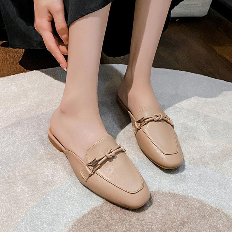 Comemore Mules Pantoufles Chaussures d'été pour femmes Sandales pour femmes Pantoufles pour dames 2024 Nouveaux Talons plats Sans talon Vêtements d'extérieur Mules paresseuses