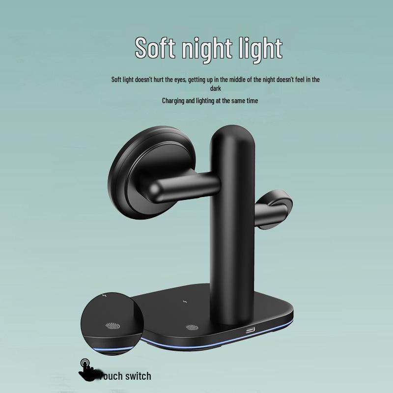 3-in-1 Magnetic Wireless Charger Stand for Phone, Earphones, and Watch