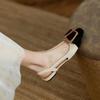 Xiaoxiangfeng Baotou Sandals Women's 2025 New Fashion Foreign Style with Skirt Low Heel Flat Shoes Metal Buckle Single Shoes Women