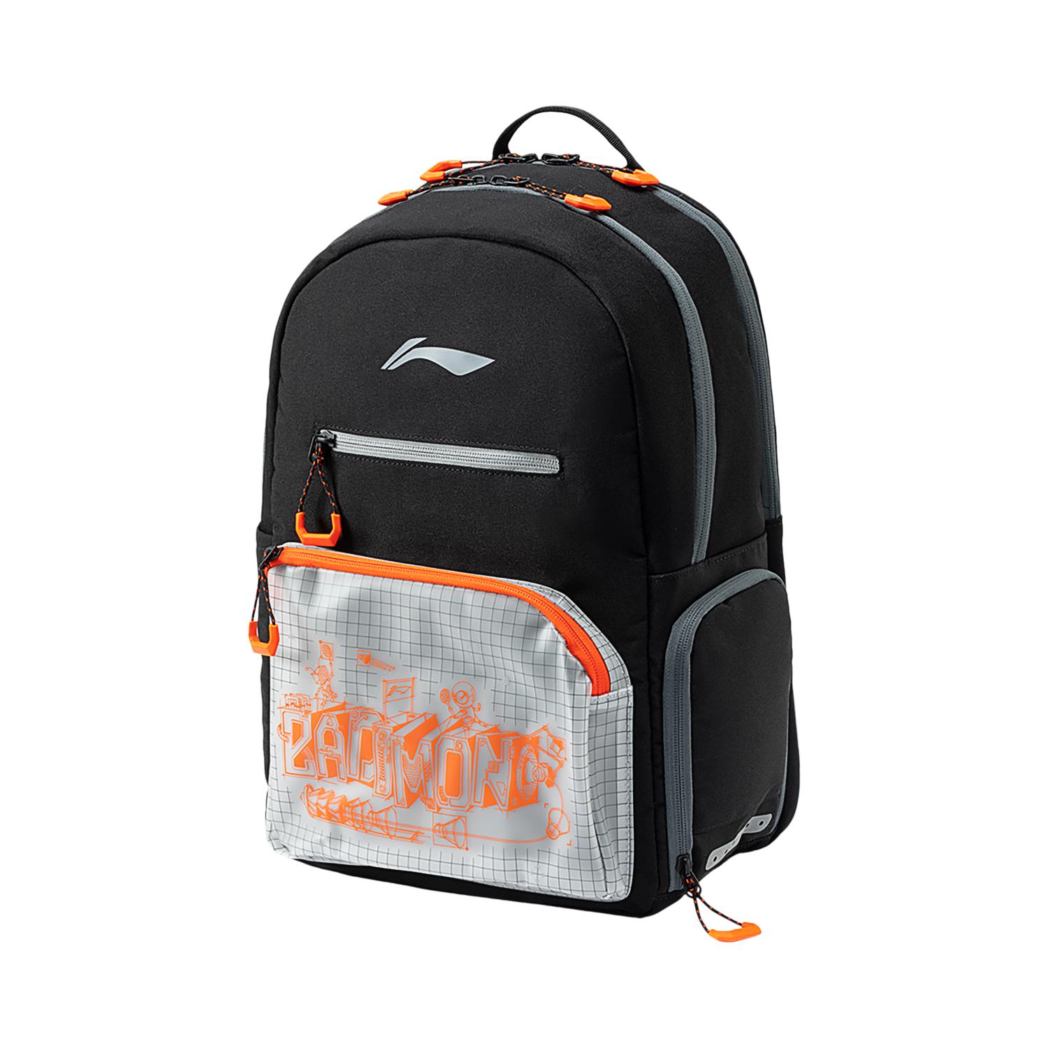 Li Ning Casual Sports Polyester Backpack Unisex Backpack Black ABSU073-1 Black