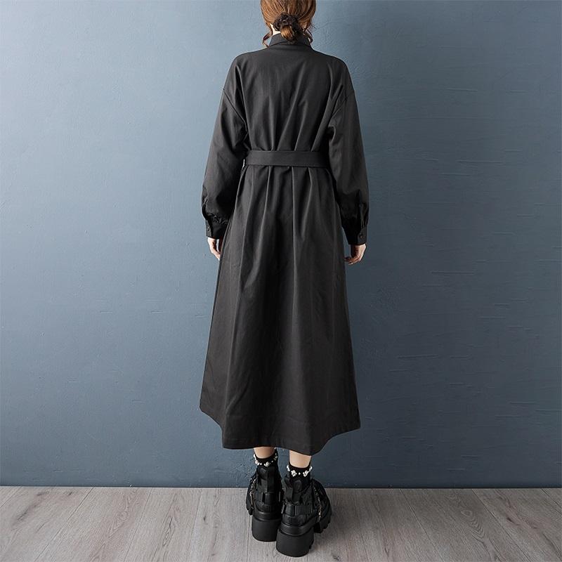 Long Sleeve Plus Size Black Vintage New In Dresses for Women Spring Autumn Casual Loose Shirt Dress