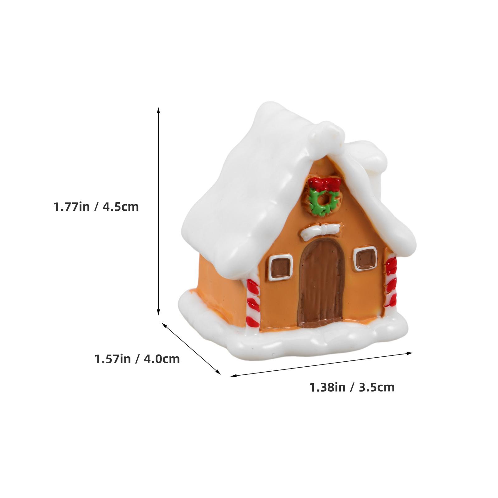 

6 pcs Christmas Moss Micro Landscape: Resin Gingerbread House Mini Snow Village Statue For Holiday Decor Xmas Party Ornament,