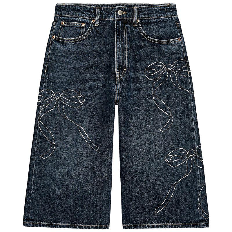 

Zaprha 2025 New Arrival American Dark Blue Water Diamond Decorations Mid Waist Denim Casual Six Points Shorts Female 8197005 Dark blue L