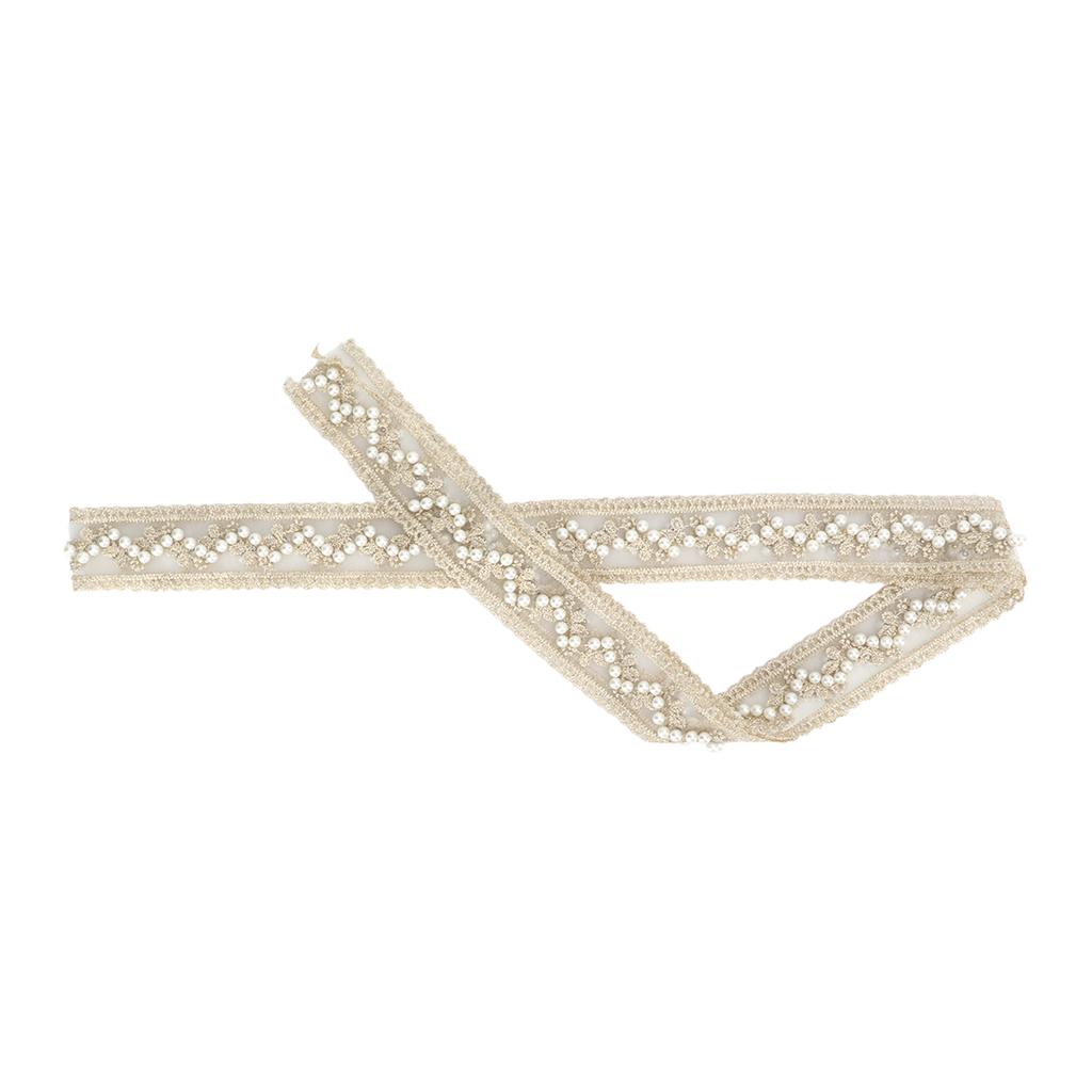 Lace Ribbon 2 Yards Elegant Pearl Style Clear Pattern Beige DIY Making Soft Skin Friendly Sewing Fabric for Decoration