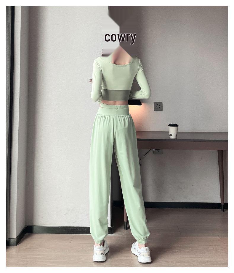 Zestaw odzieży sportowej do biegania i jogi dla kobiet 2024: Bluzka z długim rękawem i szybkoschnące spodnie