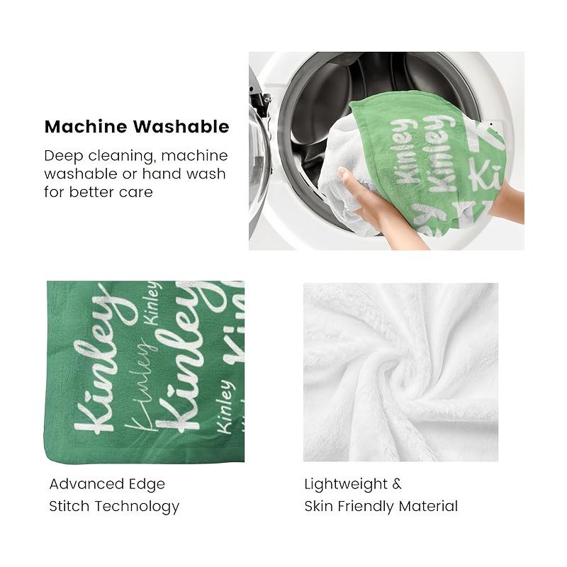Personalized Custom Name Blanket Flannel with Gradient Green Heart Name Design All Season Luxury Gift for Christmas Gift
