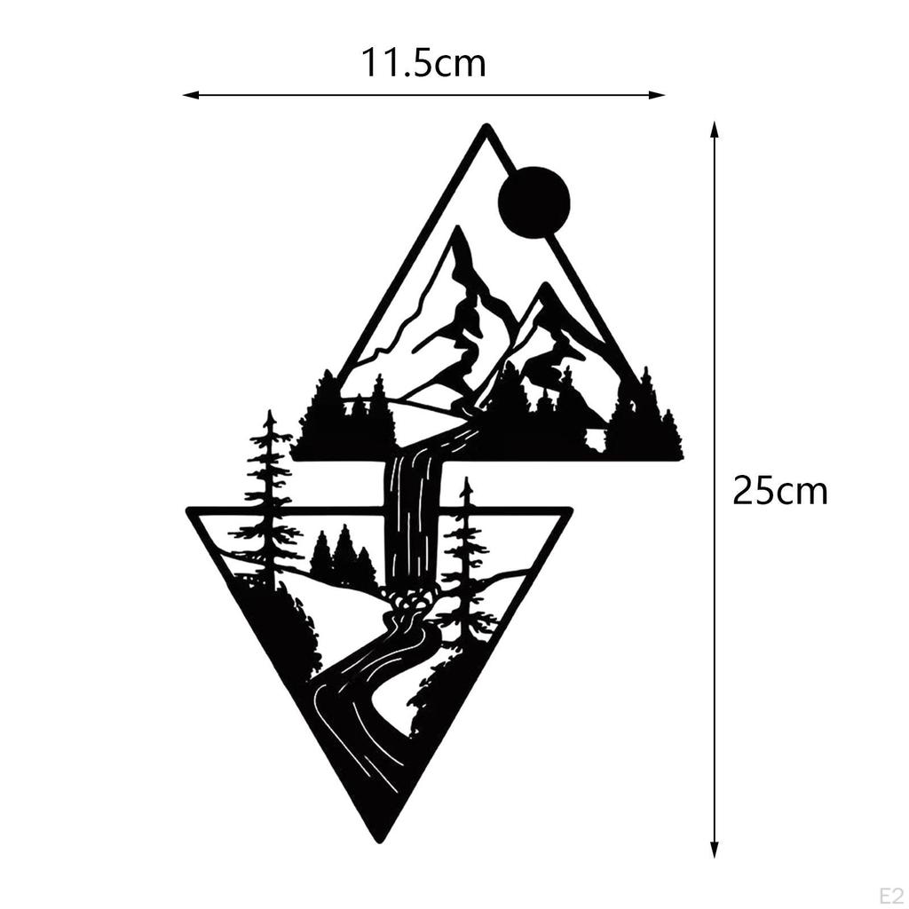 Landscape Wall Decor Iron Sign Black 9.8x4.5inch Decorative Hanging Decoration for Housewarming