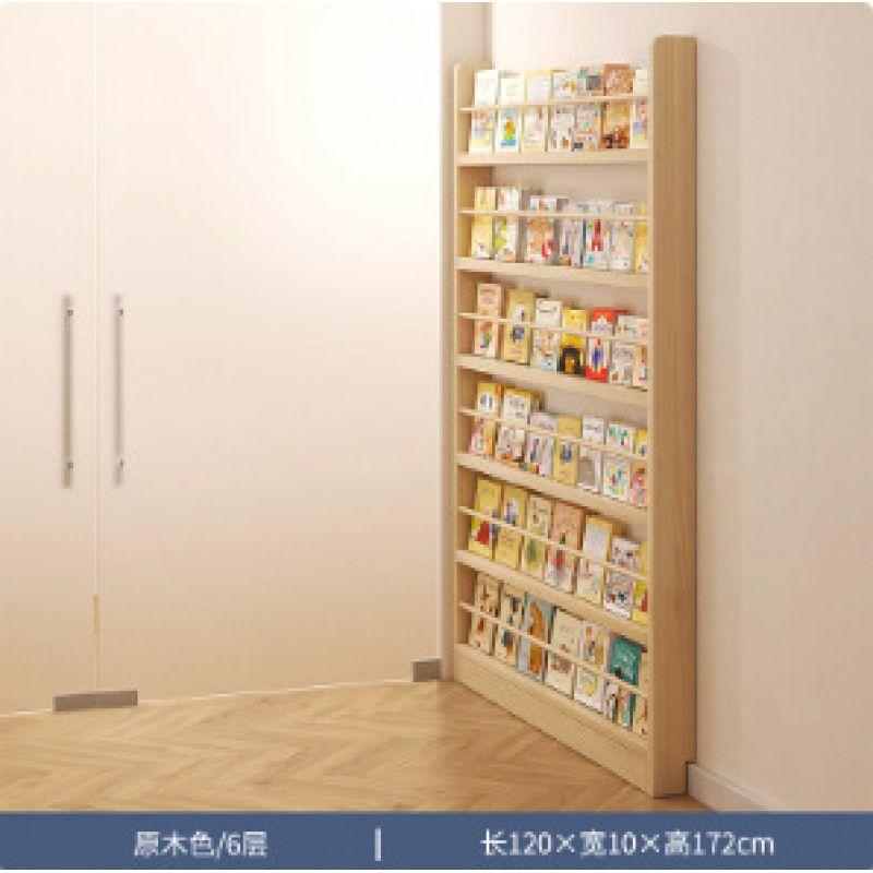 Behind the Door Bookshelf, Solid Wood Wall-mounted Storage Rack, Narrow Bookcase for Children's Rooms, Multi-layer Cabinet