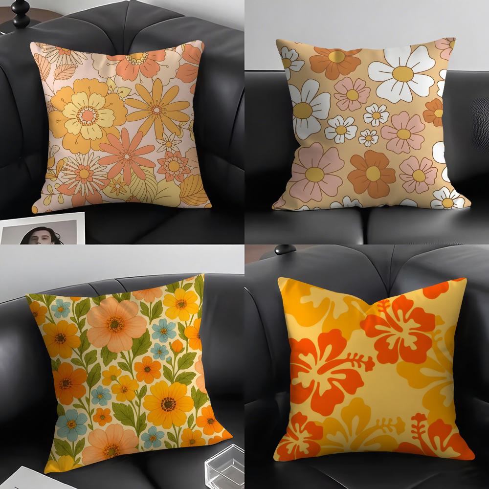 Retro Floral INS Cushion Cover Pillowcase Ultra Soft Skin Friendly Fabric Cloud Like Comfort  Concealed Zipper