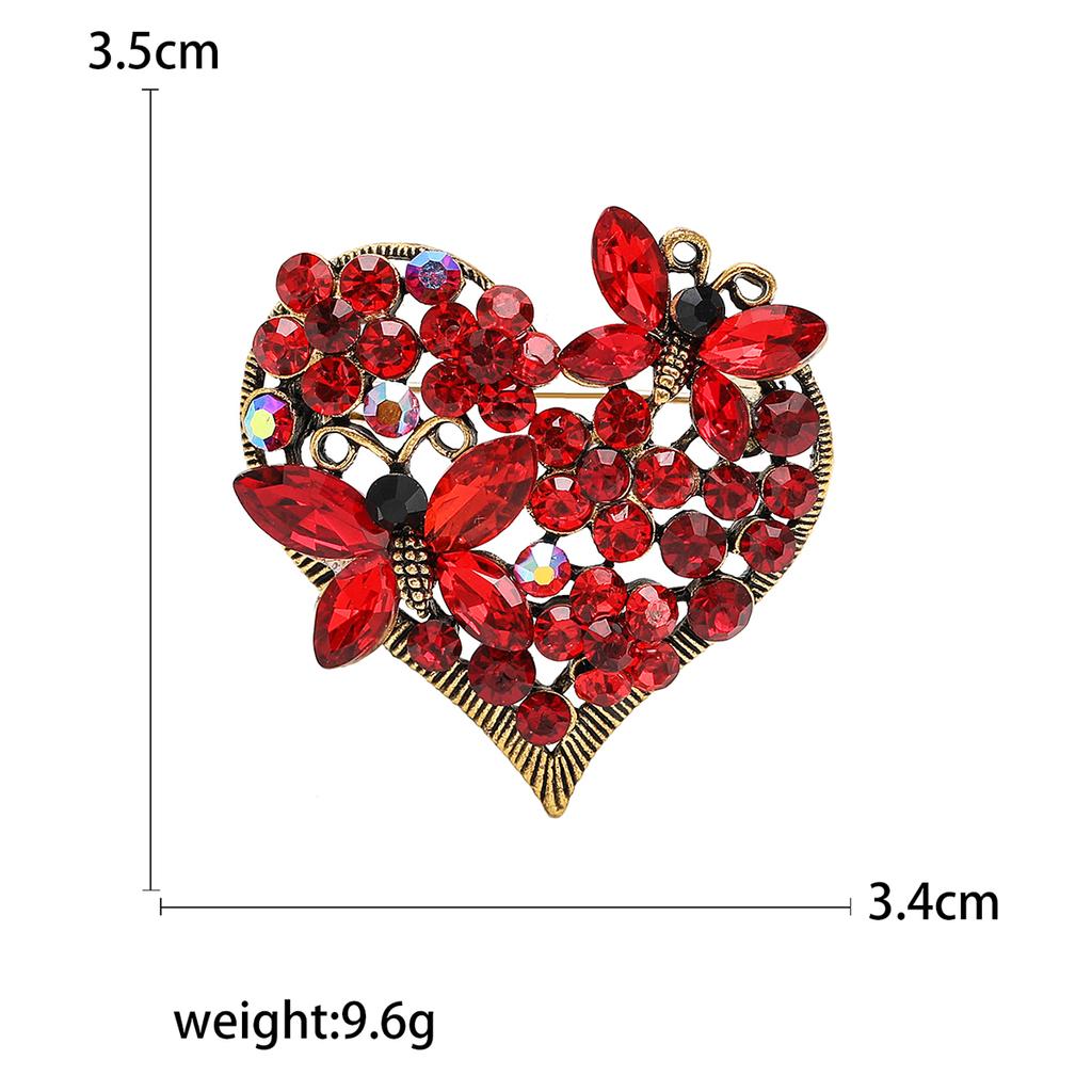 Rhinestone Love Brooches for Women Unisex Enamel Heart Pins Banquet Party Backpack Gifts Jewelry Accessories