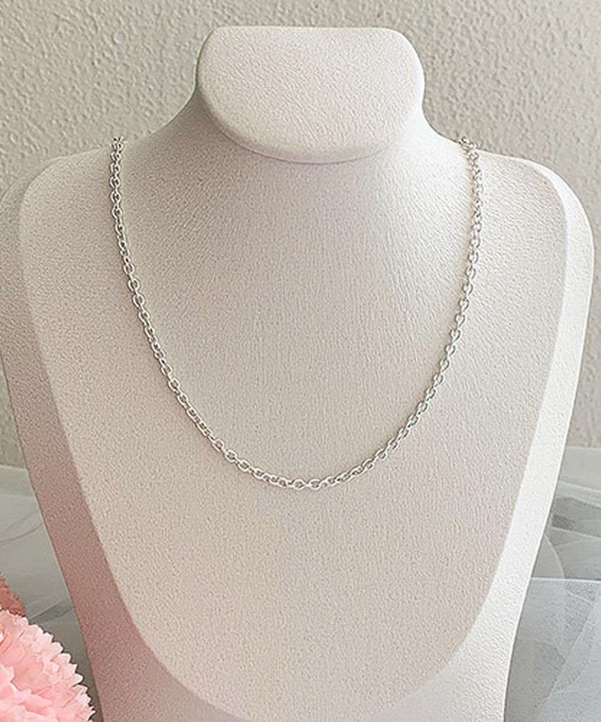 Alleun Silver 925 Round Oval Chestnut Chain Necklace