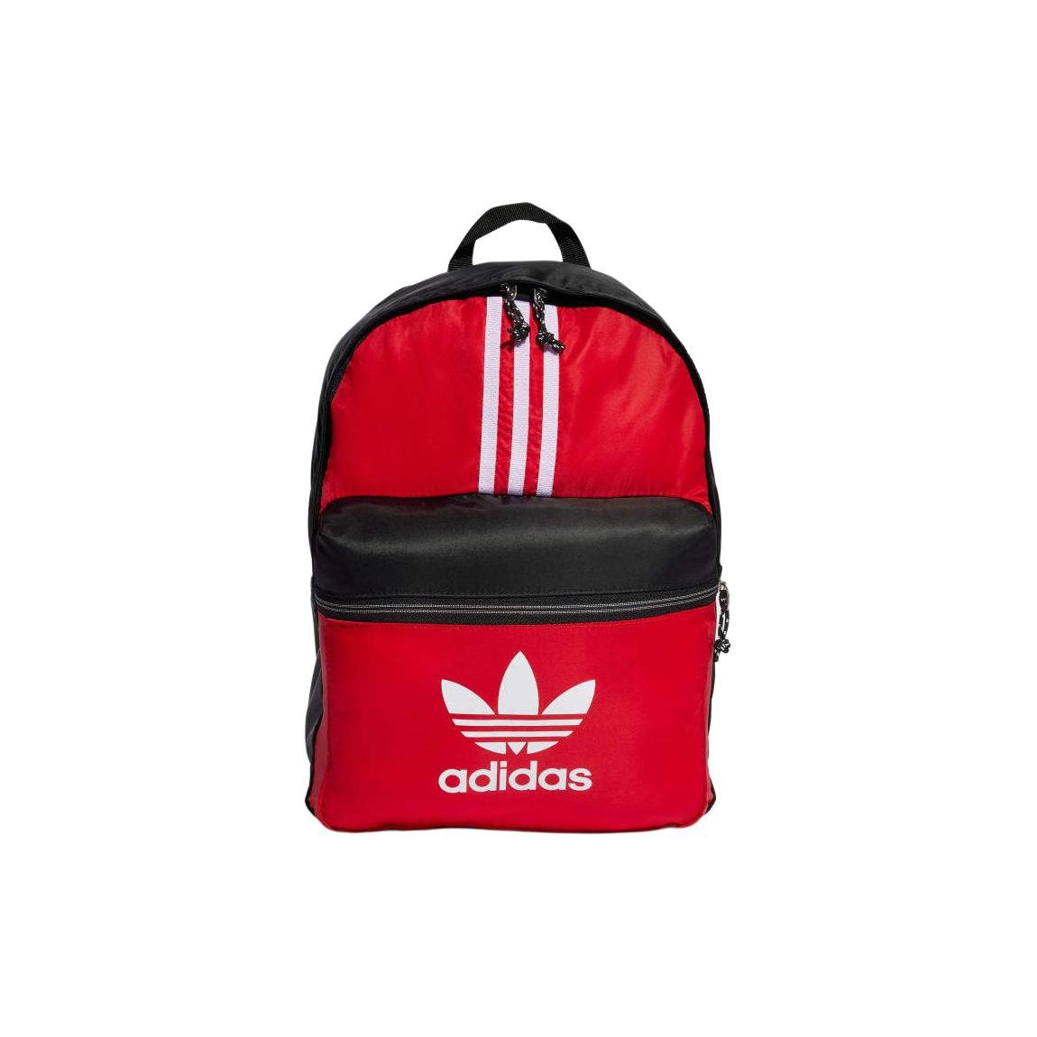 Adidas Zipper Closure Logo Recycled Nylon Twill Backpack Unisex Backpack Crimson Black IS4561 Chimp Red & Black