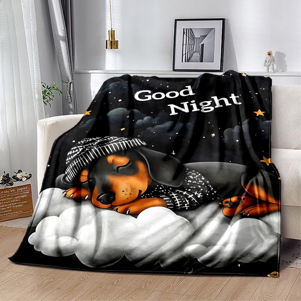 Rottweiler Moonlit Journey Flannel Blanket,Lightweight,Office Blanket,Sofa Blanket,Comfortable Blanket