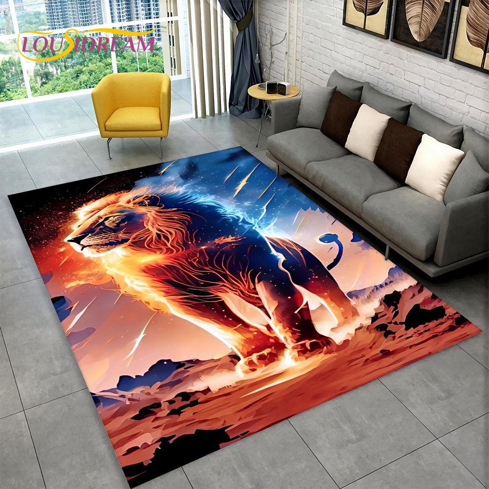 New Dream Lion Animal 3D Area Rug Large,Carpet Rug for Living Room Bedroom Sofa Doormat Decoration,Kid Play Non-slip Floor Mat