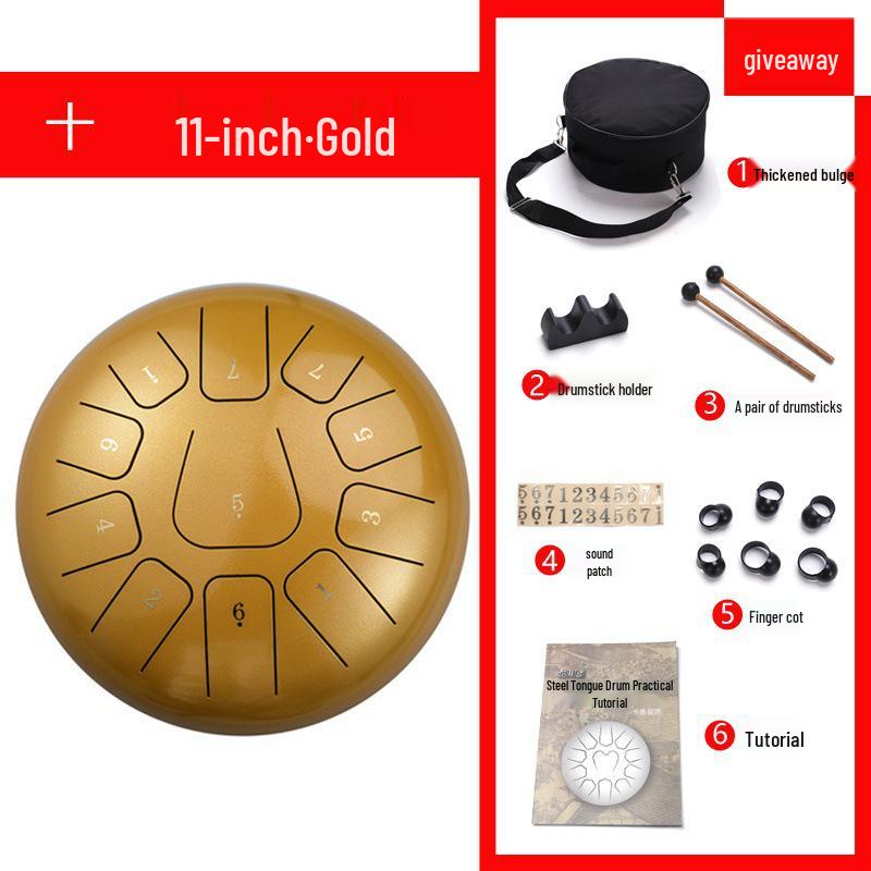 6-inch 11-tone Ethereal Steel Tongue Drum - Beginner to Professional Instrument for Kids & Adults