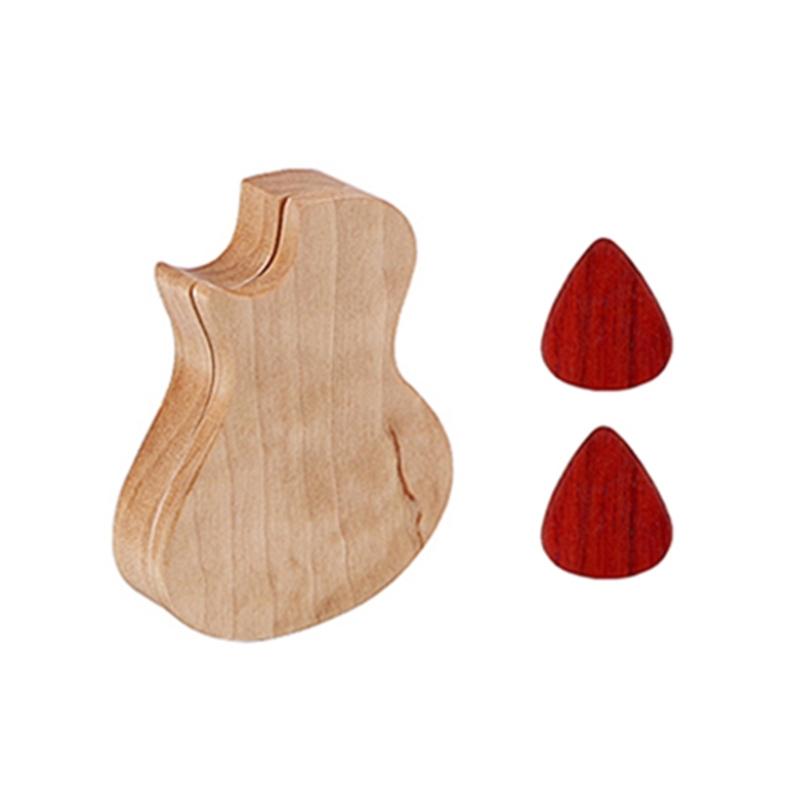 Mini Wooden Pick Storage Box Lightweight Guitar Plectrums Cases with Guitar Pick