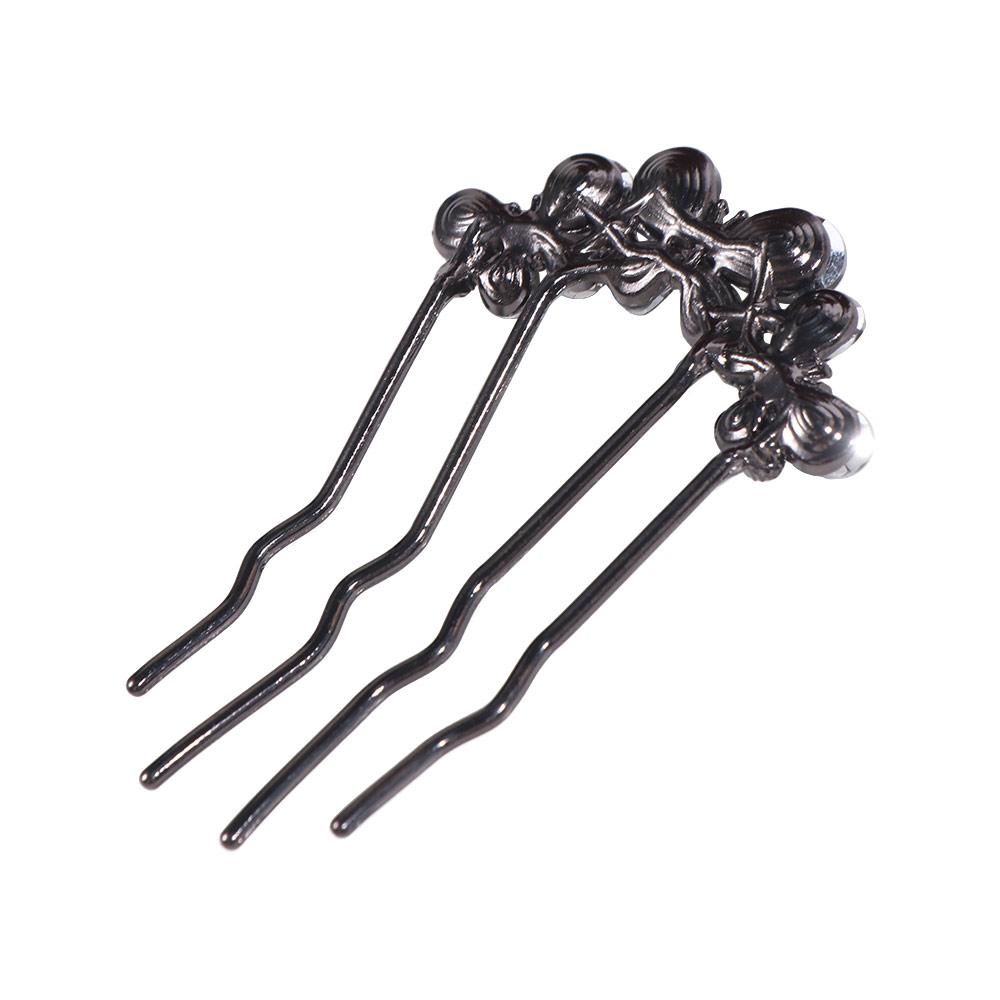 Geometric Toothed Insert Comb Rhinestone U-shaped Hair Clip Fashion Butterfly Hairpin  Party