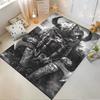 Viking Warrior Rug with Horned Helmet and Axes in Dark Style Suitable for use as an anti-slip for living room bedroom sofas