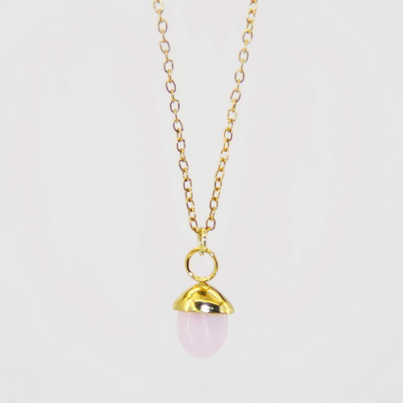 Modisches französisches Rhodonit-Kristall-Halsketten-Layering mit Titanstahlkette