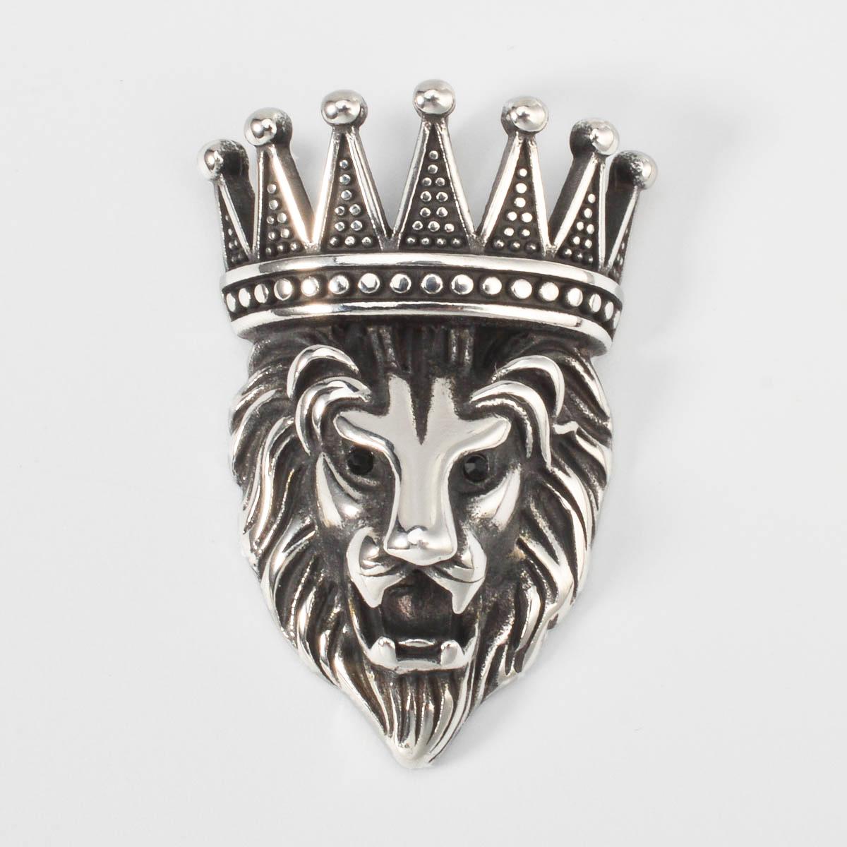 

Lion with Crown Pendant for Men Stainless Steel Charms Bold Masculine Chain Jewelry Gift for Him Birthday Valentines Day Present