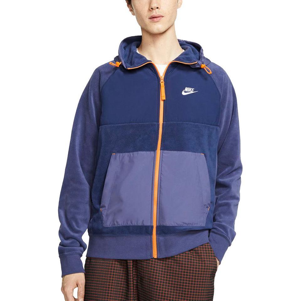 Nike Logo Printed Hooded Straight Jacket Men Jacket Navy-Blue BV3592-410