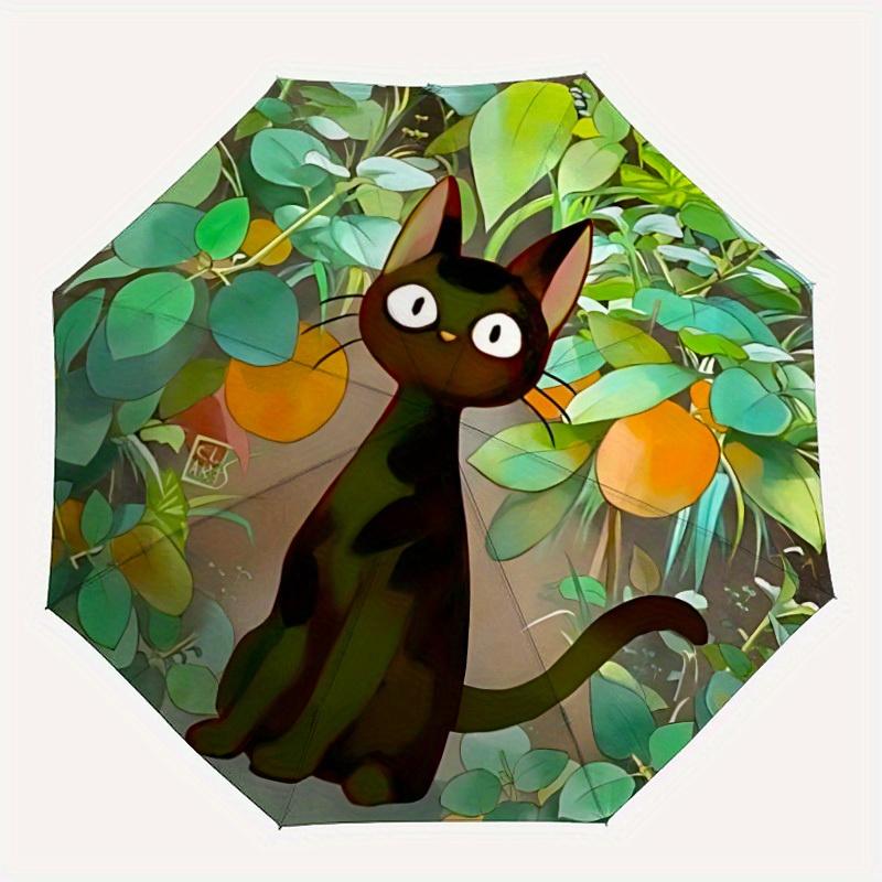 1pc Cat Garden Automatic Open/close Umbrella, 8-Rib Sturdy Structure, Portable Travel Umbrella, Parties, Everyday Use, Outdoor Accessory, Ar