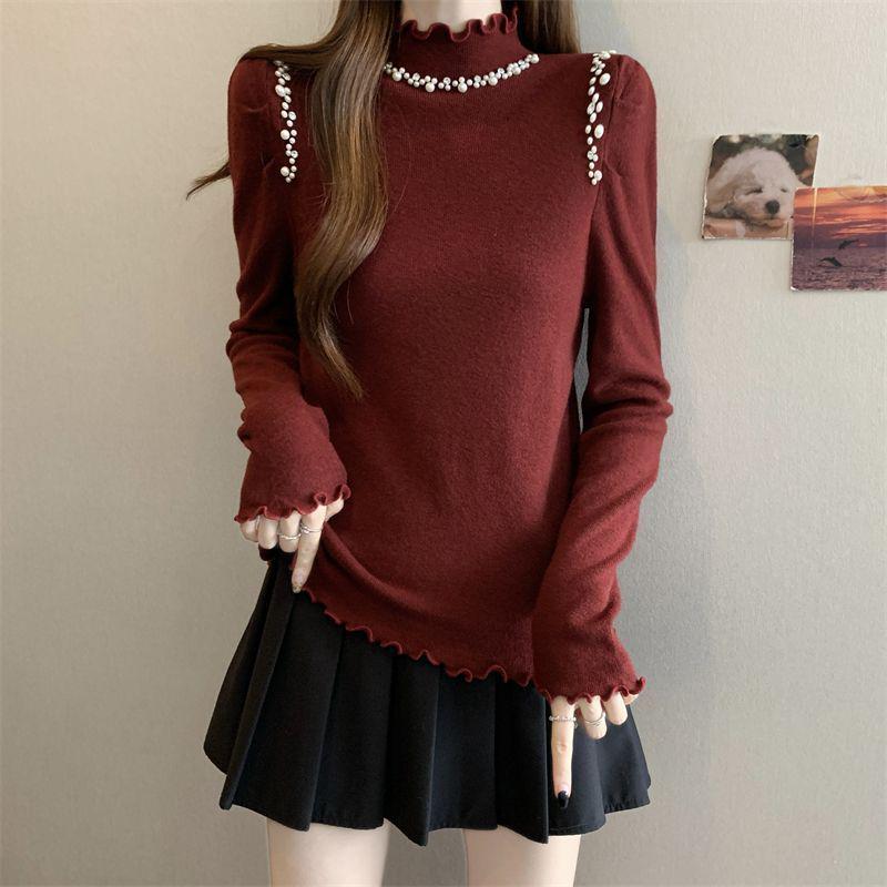 

Women s Plus Size Velvet Long-Sleeve T-Shirt - Autumn Winter Flattering Slim Fit for Chubby Girls M [80-100 kg]