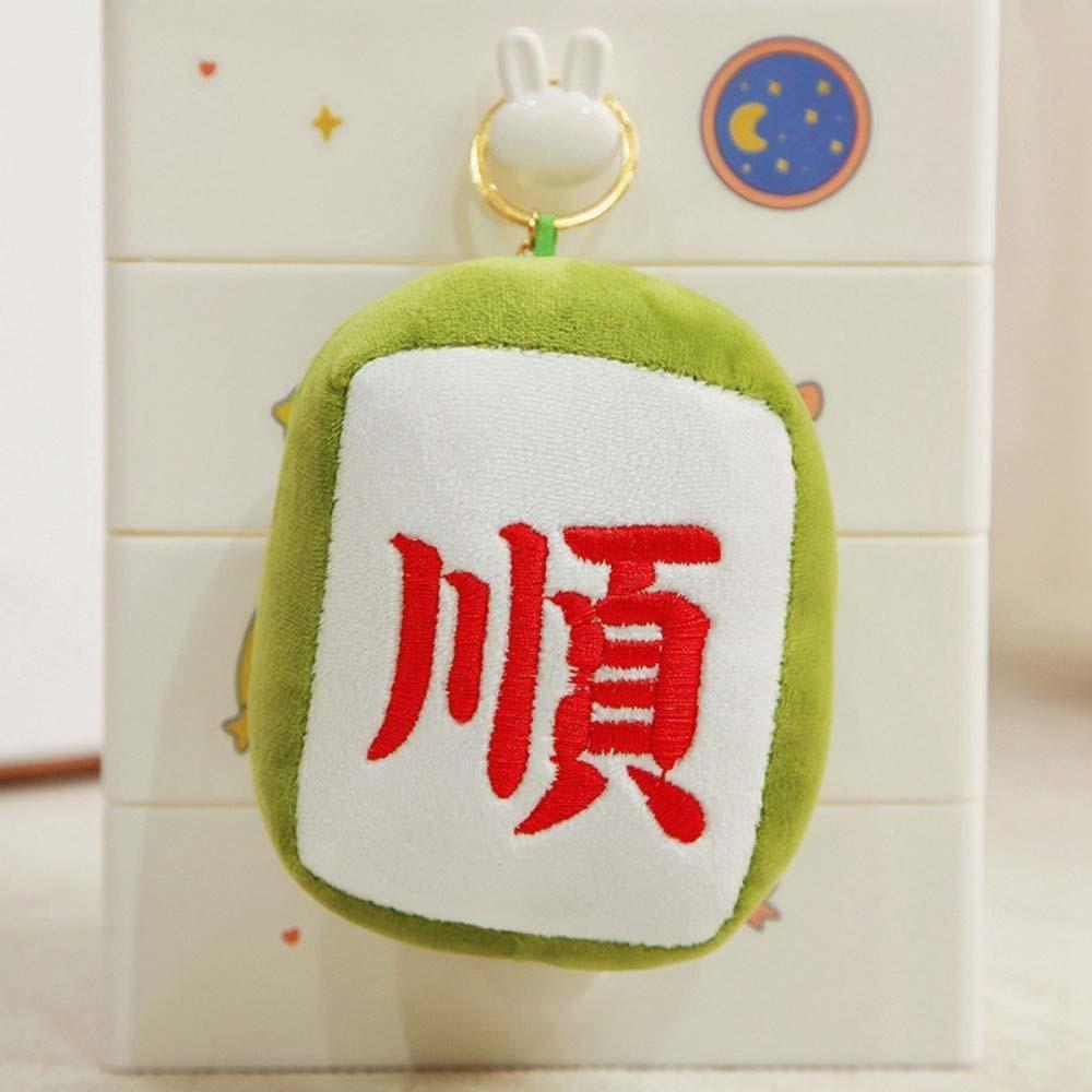 

Chinese Character Mahjong Plush Key Chain Good Luck Fa Cai Get Rich Mahjong Plush Keyring Embroidery Plush Doll Figures