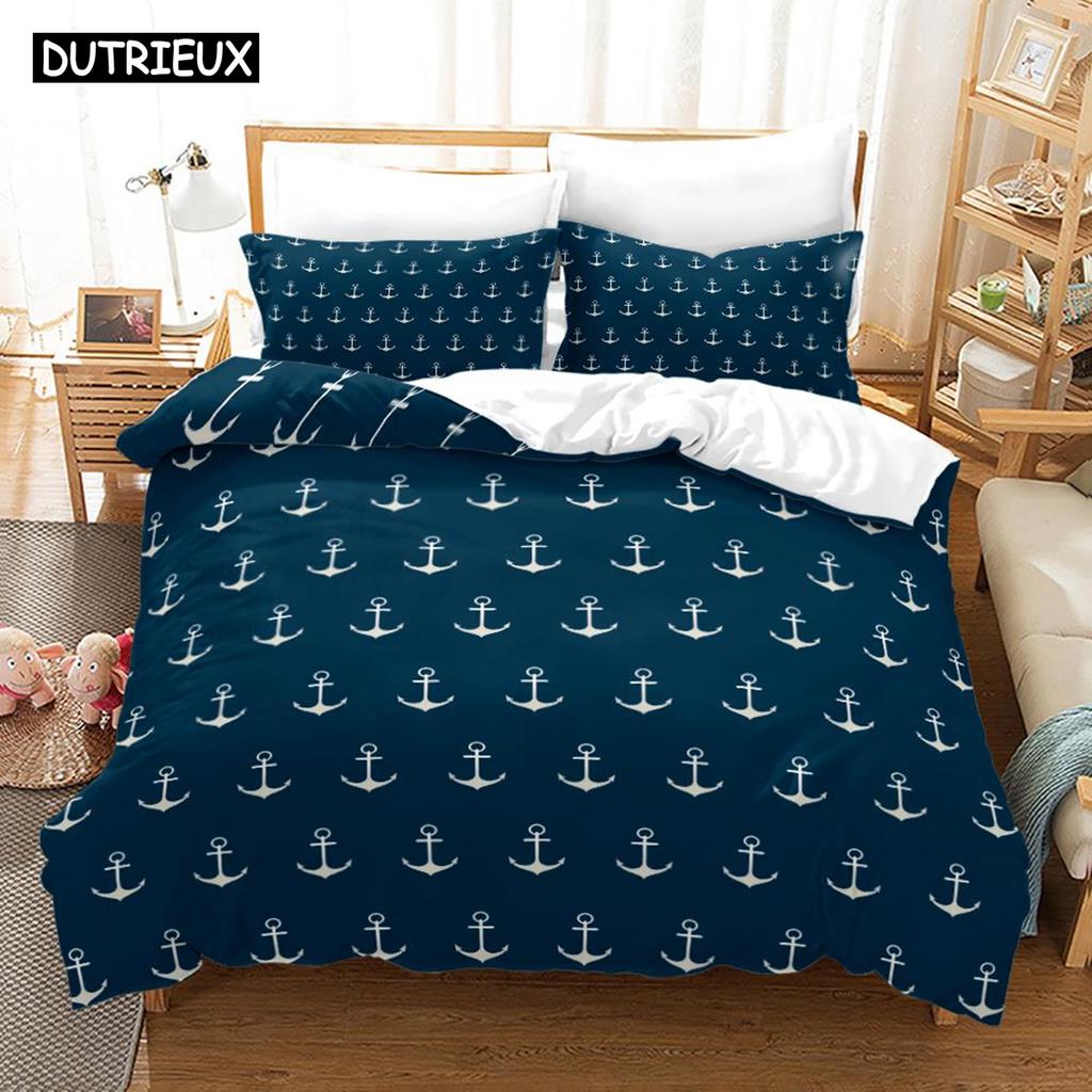 Nautical Ocean Anchor Bedding Sets 2022 Ocean Spirit Duvet Cover Bedding Set King Queen Bed Linen With Pillowcase Bedclothes